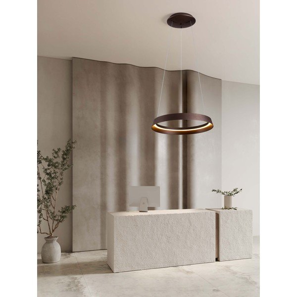 Lampadario LED marrone in alluminio con paralume in vetro acrilico con intensità regolabile ø 45 cm Ormi – Nova Luce-image-1