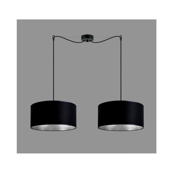 Lampada a sospensione a due bracci nera con interno argentato Mika - Sotto Luce-image-1