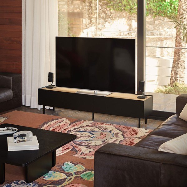 Tavolo TV in rovere nero e naturale 180x45 cm Arista - Teulat-image-1