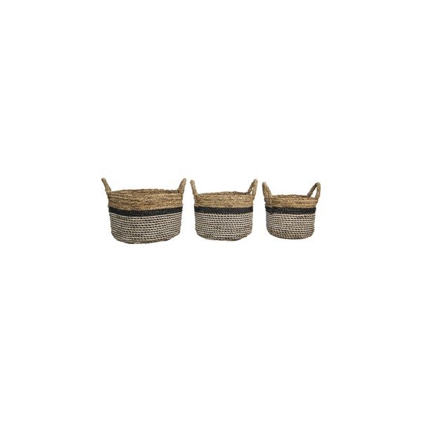Set di 3 cestini portaoggetti Raffia Natural Gris - HSM collection-image-4