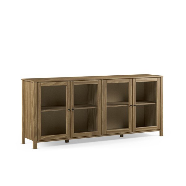 Vetrina di colore naturale in pino massiccio 186x80x40 cm Alessandra – Marckeric