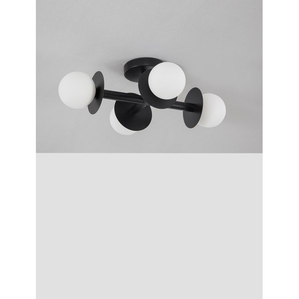 Plafoniera bianca/nera in metallo con paralume in vetro 37x51 cm Pielo – Nova Luce-image-2