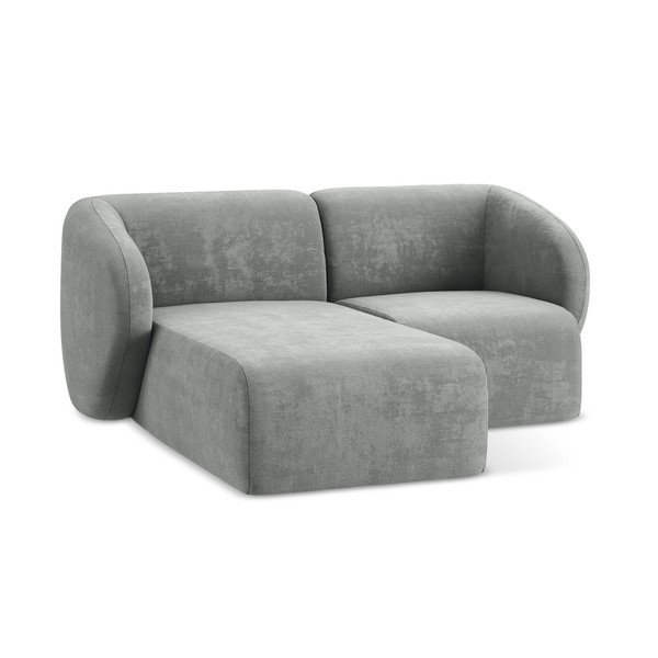 Divano angolare grigio (con penisola a sinistra/con chaise lounge) con rivestimento in ciniglia Lani – Makamii-image-4
