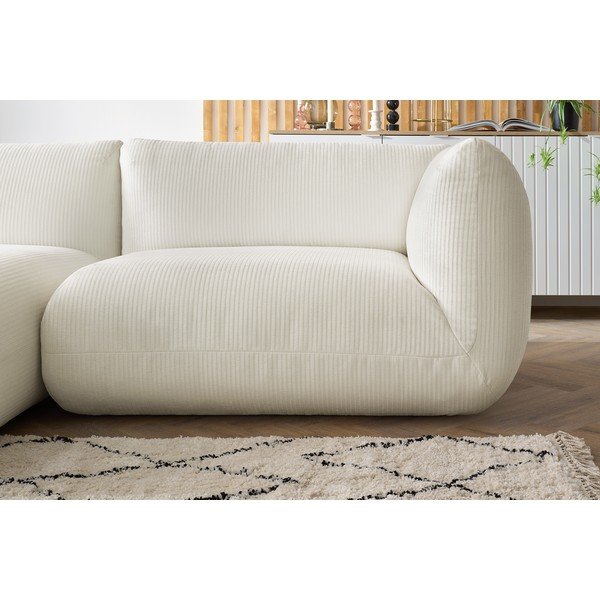 Divano angolare in velluto a coste bianco (angolo sinistro) Lecomte - Bobochic Paris-image-1