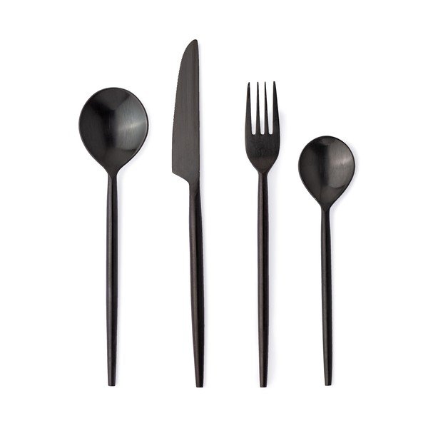 Posate nere in acciaio inox 16 pz per 4 persone Bronte – Bizzotto