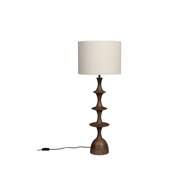 Lampada da tavolo marrone e crema con paralume in tessuto (altezza 90 cm) Cath - Dutchbone