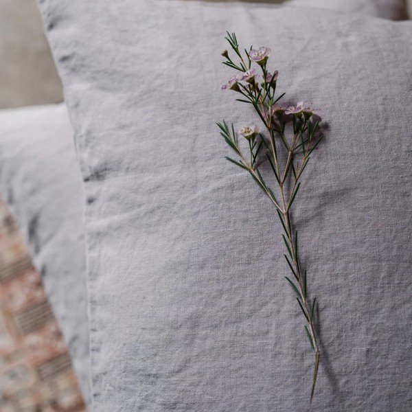 federa 80x80 cm Light Grey - Linen Tales-image-1