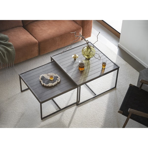 Tavolino marrone scuro con piano in rovere ø 70 cm Deerfield - Rowico-image-1