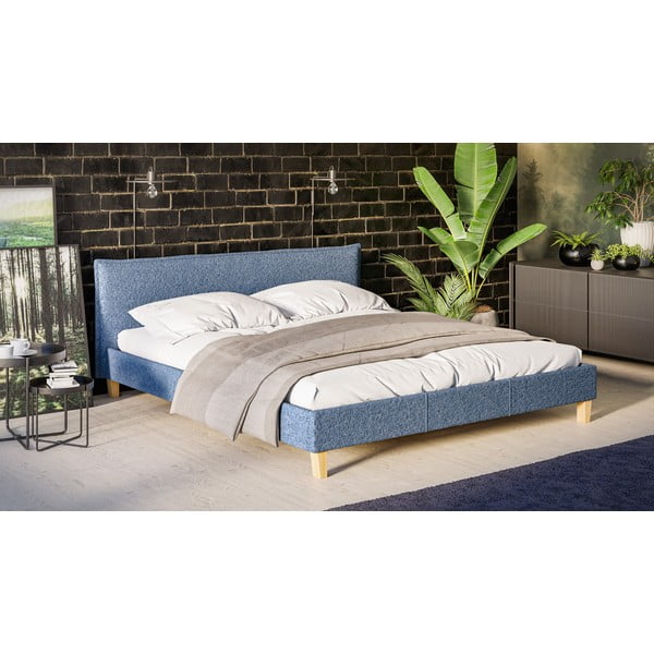 Letto matrimoniale imbottito blu con griglia 180x200 cm Tina - Ropez-image-2