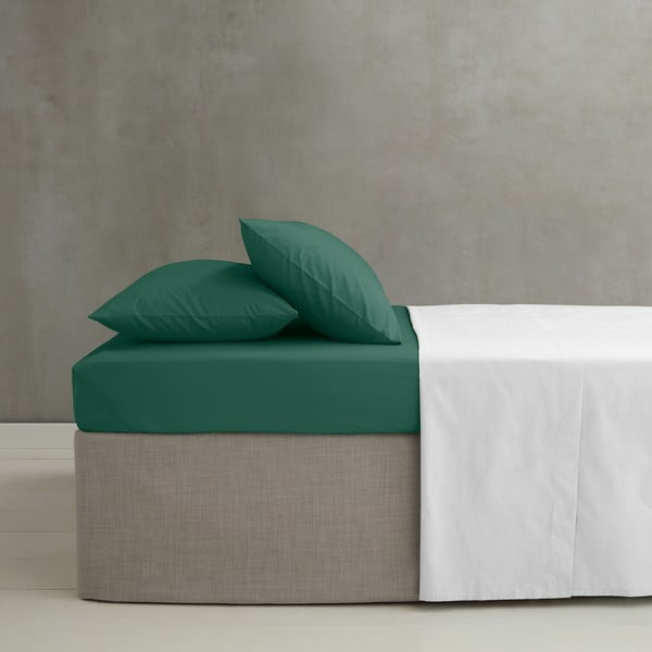 Lenzuolo con angoli verde scuro in percalle 135x190 cm Easy Iron Percale – Catherine Lansfield-image-1