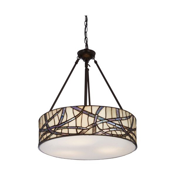 Lampadario in metallo con paralume in vetro ø 46 cm Waldorf – Premier Housewares-image-2