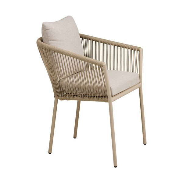 Sedia da esterno beige in metallo/in imbottito Salerno – House Nordic-image-3