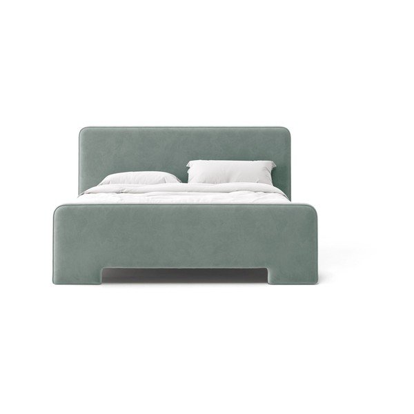 Letto matrimoniale imbottito azzurro con rete inclusa 160x200 cm Eda – Micadoni -image-2
