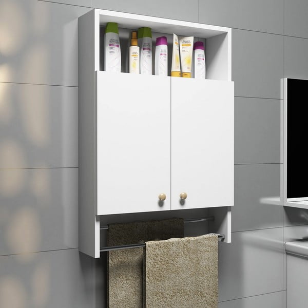 Mobiletto da bagno bianco con portasciugamani, Mobiletto da bagno - Puqa Design-image-1