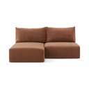 Divano angolare color mattone allungabile/con contenitore (con penisola a sinistra) Kalena – Makamii