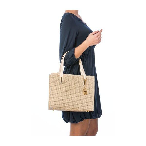 Kožená kabelka Suede Braid Beige-image-1
