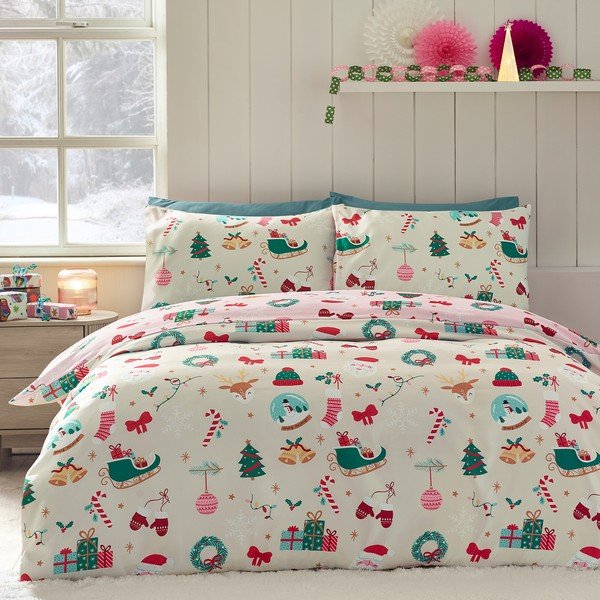 Set copripiumino e federa per letto singolo 135x200 cm Christmas Happy Holidays – Catherine Lansfield