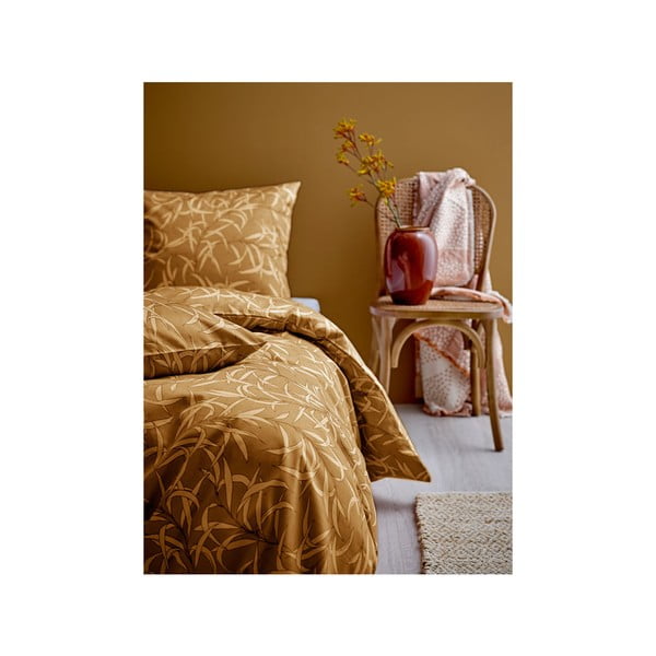 Biancheria da letto singola in cotone sateen giallo Golden, 140 x 200 cm Breeze - Södahl-image-1