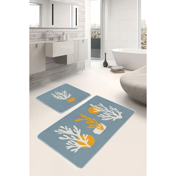 Tappetini da bagno blu in set da 2 100x60 cm - Minimalist Home World-image-1