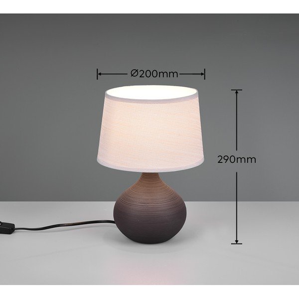 Lampada da tavolo marrone scuro in ceramica e tessuto, altezza 29 cm Martin - Reality-image-3