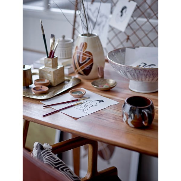 Vaso in gres dipinto a mano bianco/marrone Jona - Bloomingville-image-1