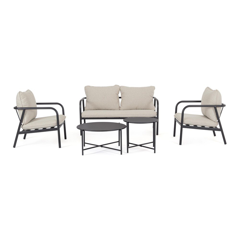 Set di mobili da giardino beige in acciaio per 4 persone Ostuni – Bizzotto | Set di mobili da giardino