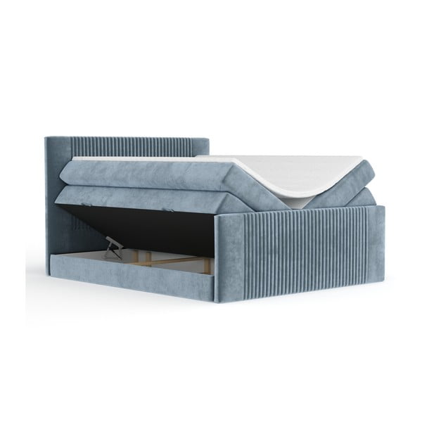 Letto boxspring blu con contenitore 140x200 cm Bergamo – Maison de Rêve-image-2