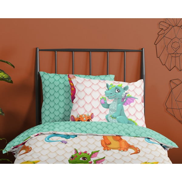 Set copripiumino e federa da bambini in cotone per letto singolo ed esteso 140x220 cm Dragons – Good Morning-image-2