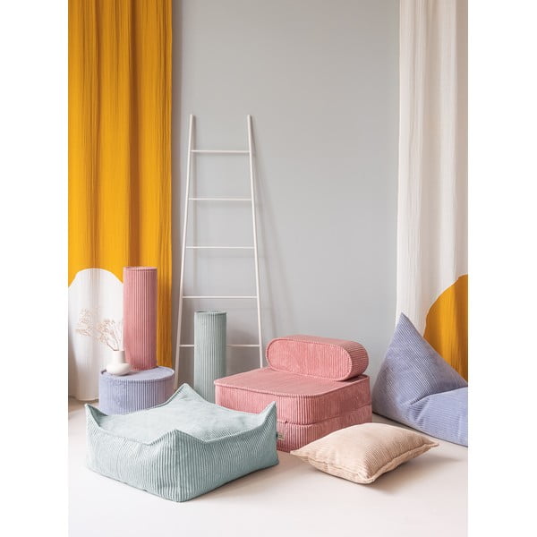Pouf a sacco per bambini color menta con rivestimento in velluto a coste Square – Wigiwama-image-2