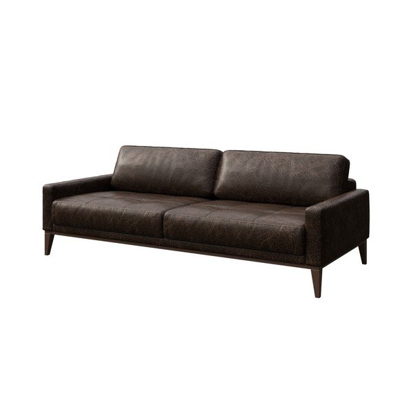 Divano in pelle marrone scuro Musso Tufted, 210 cm - MESONICA-image-2