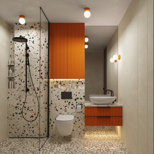 Plafoniera arancione in ceramica con paralume in vetro ø 12 cm Farsa – Sollux-image-3