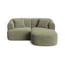 Divano angolare verde (con penisola a destra/con chaise lounge) con rivestimento in velluto a coste Campi – Cosmopolitan Design