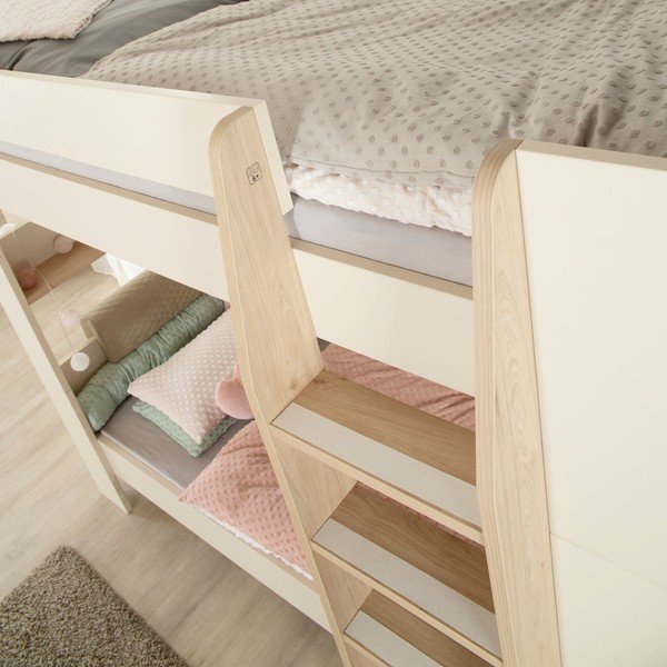 Letto da bambini a castello beige rete non inclusa 90x200 cm Double – Roba-image-2