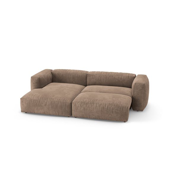 Divano angolare componibile beige allungabile (con penisola a sinistra/con chaise lounge) con rivestimento in velluto – Micadoni -image-3