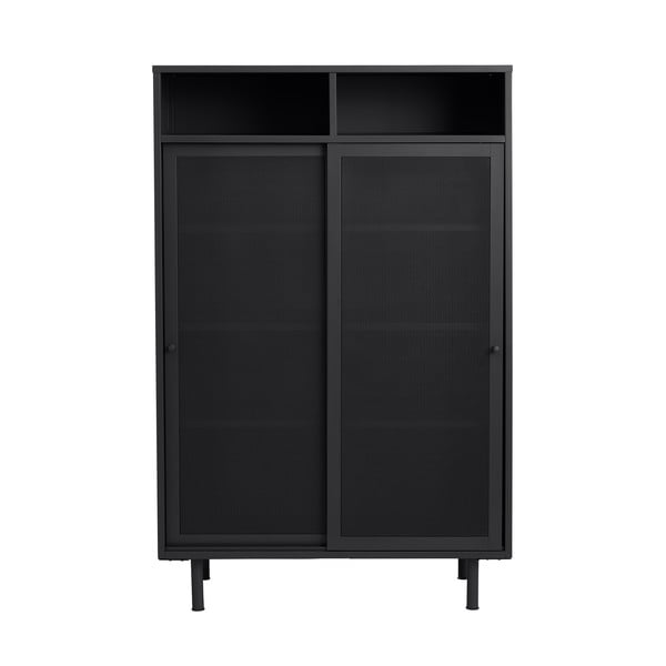 Armadietto nero in metallo con porte scorrevoli 90x140x40 cm Veep – Unique Furniture