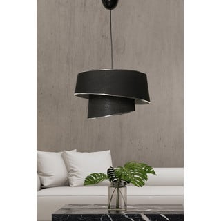 Lampadario nero/argentato con paralume in tessuto ø 32 cm Barette – Opviq lights