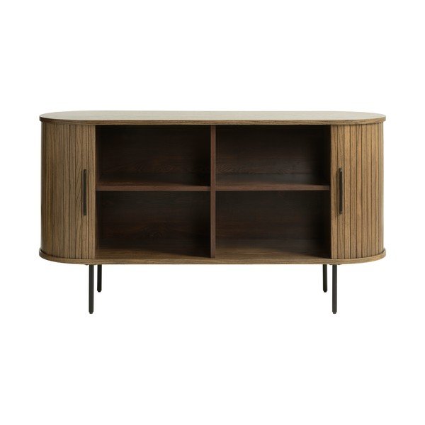 Cassettiera bassa marrone effetto rovere 140x76 cm Nola - Unique Furniture-image-4