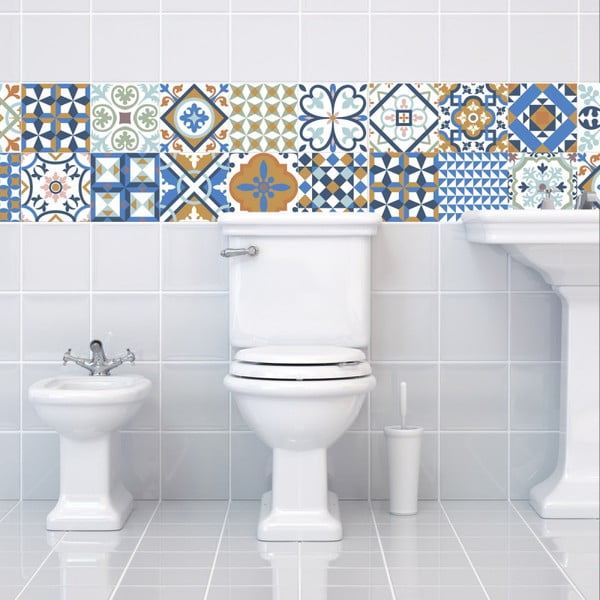 Set di 24 decalcomanie da parete Azulejos Ornamenti a mosaico, 15 x 15 cm - Ambiance