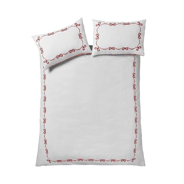 Set copripiumino e federa rosso/bianco per letto matrimoniale 200x200 cm Bow Embroidery – Catherine Lansfield