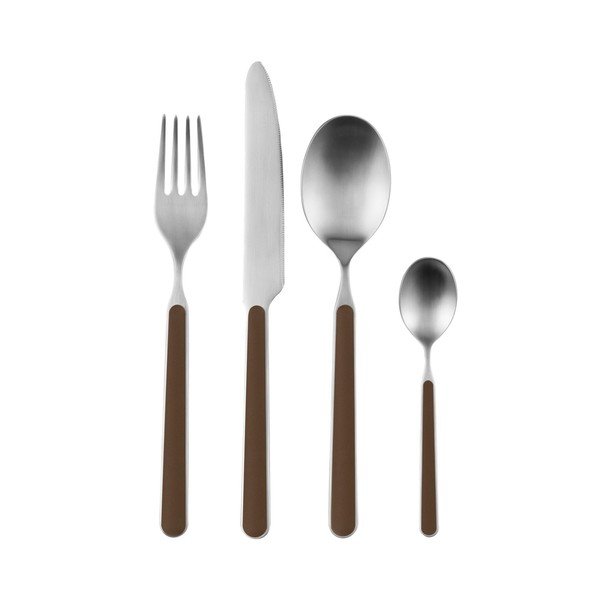 Posate marroni/argentate in acciaio inox 4 pz per 1 persona Noli – noo.ma
