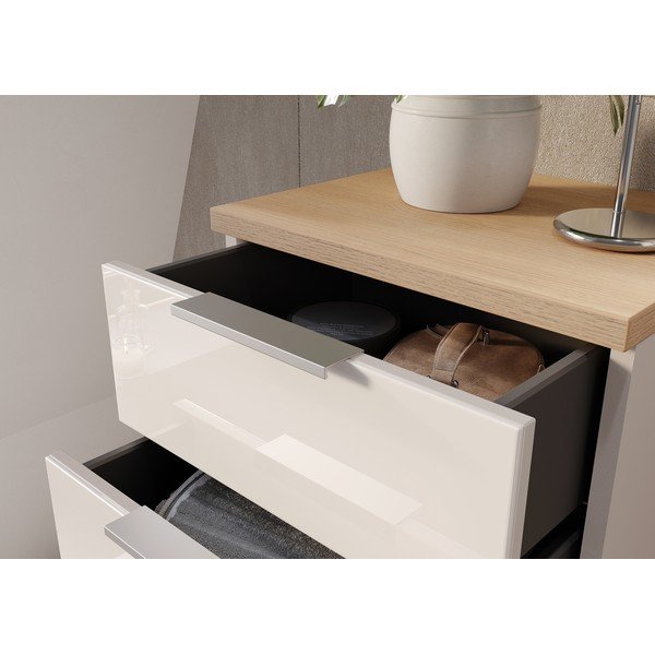 Mobile per bagno color crema lucido alto/stretto 39x112 cm Tavira – Germania-image-4