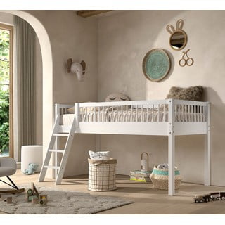 Letto per bambini in legno di faggio bianco rialzato 90x200 cm Forrest - Vipack