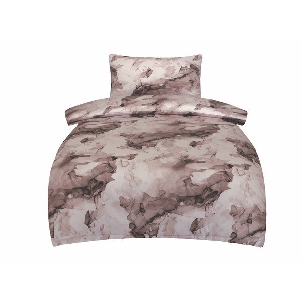 Set copripiumino e federa marrone in raso di cotone per letto singolo 140x200 cm Deluxe Minerals – My House