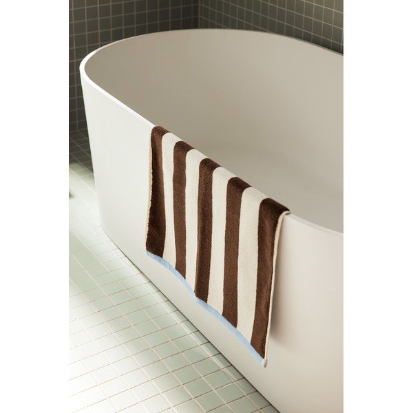 Tappetino per il bagno marrone/color crema in tessuto 50x80 cm Gobo – noo.ma-image-1