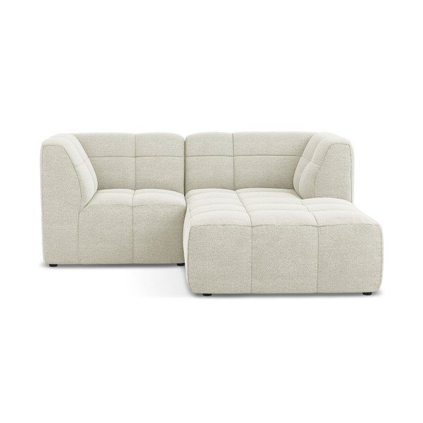 Divano angolare beige (con penisola a destra/con chaise lounge) con rivestimento in bouclé Aloha – Makamii