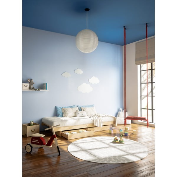 Letto singolo in legno di pino con contenitore con griglia colorata naturale 90x200 cm Kanso - Karup Design-image-1