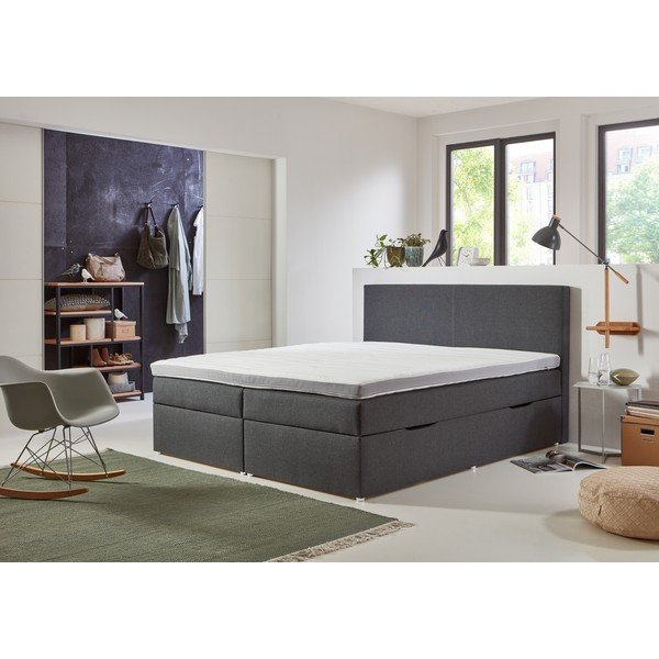 Letto boxspring grigio con contenitore 180x200 cm Harry - Rojaplast-image-4