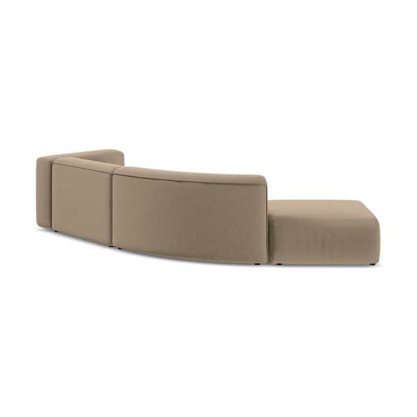 Chaise longue beige (con penisola a sinistra) con rivestimento in velluto Ekahi – Makamii-image-4