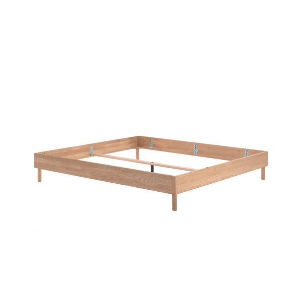 Letto matrimoniale di colore naturale in rovere massiccio senza testiera rete non inclusa 180x200 cm Forrest – Vipack-image-2