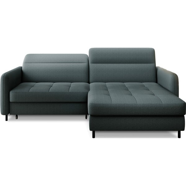 Divano angolare verde polveroso allungabile/con contenitore (con penisola a destra/con chaise lounge) e rivestimento in velluto Gomsi – ELTAP